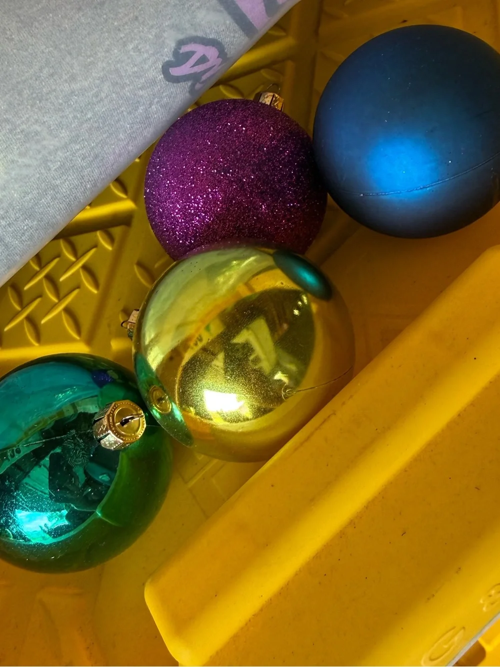 Vibrant Glitter & Shiny Holiday Ornaments - Purple, Teal, Blue, Gold